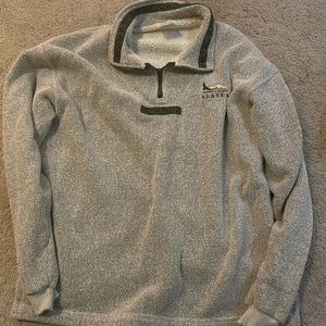 Cozy heather gray Prairie mountain American sportswear, Alaskan quarter zip